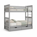 Lit superposé avec rangement 90 cm 200 cm MDF bois gris échelle latérale et tiroirs intégrés