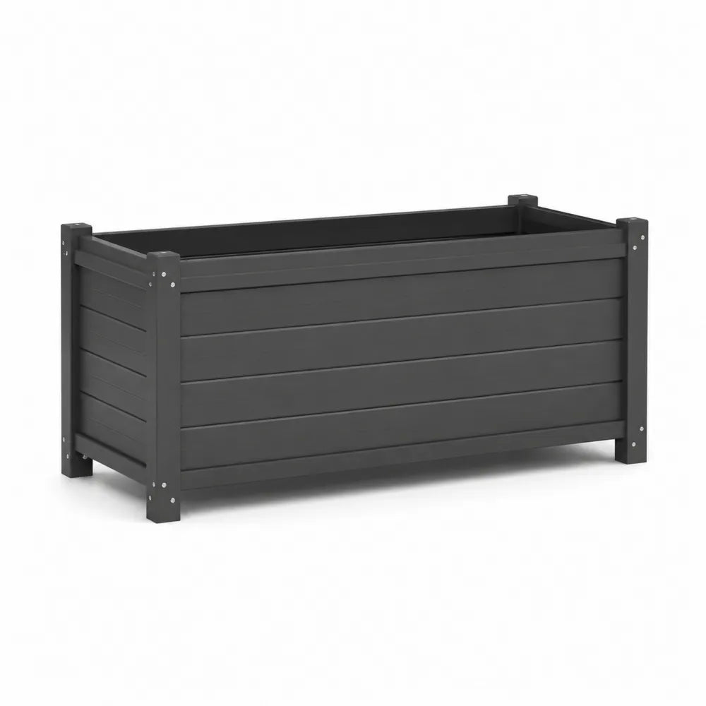 Bac à fleurs rectangulaire surélevé en acier thermolaqué gris anthracite 120 cm 40 cm 60 cm