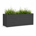 Bac à fleurs rectangulaire 120 x 45 x 45 cm en résine composite gris anthracite structure à lames horizontales