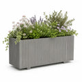 Bac à fleurs rectangulaire surélevé en polypropylène PP gris à rainures verticales