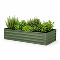 Bac à légumes surélevé rectangulaire 200 x 60 x 45 cm en acier galvanisé vert foncé structure à panneaux nervurés