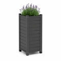 Bac à fleurs haut carré en polypropylène gris anthracite 40 cm 40 cm 80 cm structure à lames horizontales
