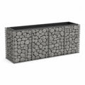 Jardinière gabion rectangulaire 180 x 40 x 60 cm en acier galvanisé avec pierres naturelles gris acier structure surélevée