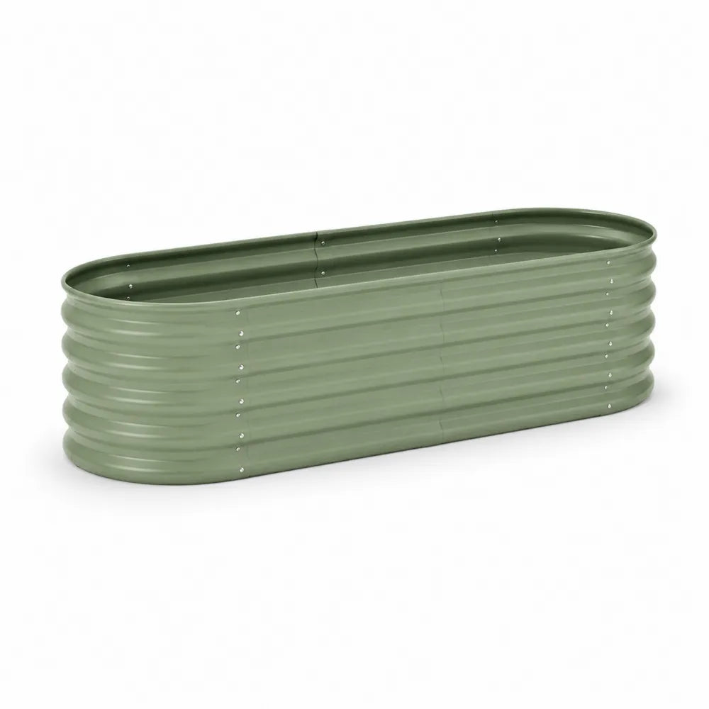 Bac à fleurs rectangulaire en acier galvanisé vert olive 150 cm 50 cm 45 cm structure nervurée