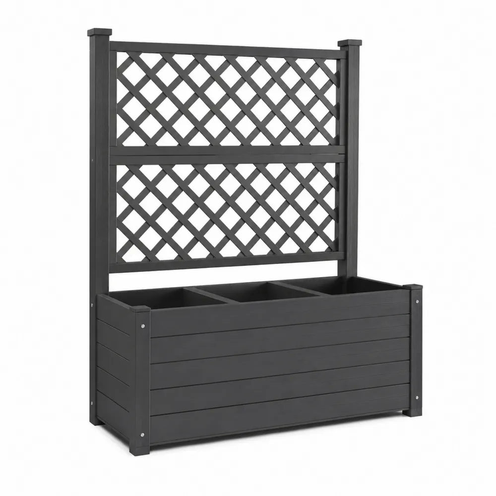 Jardinière rectangulaire avec treillis en bois noir 120 cm 40 cm 180 cm structure à lattes croisées